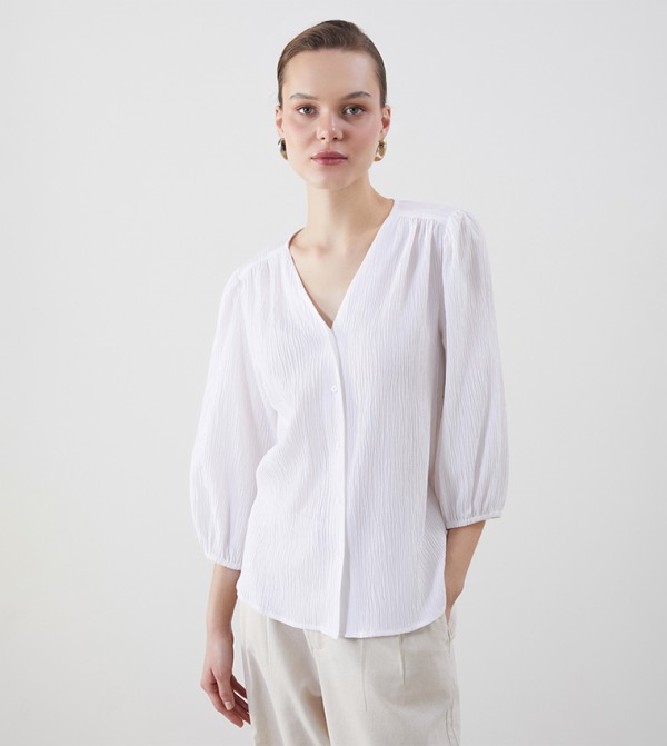 Textured V-Neck Top