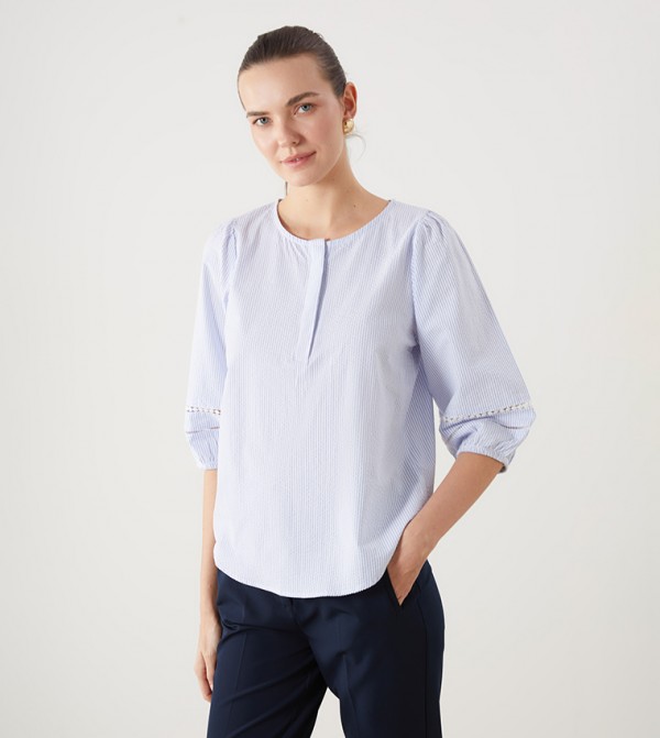 Striped 3/4 Sleeves Top