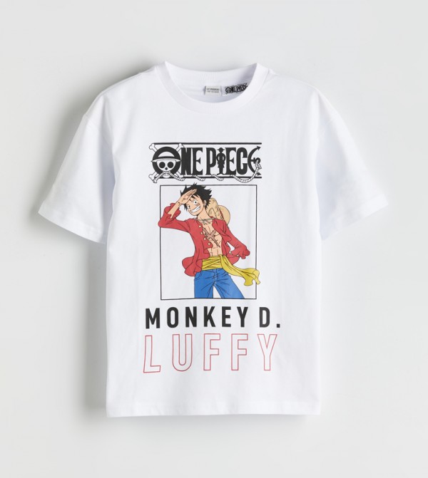 One Piece Printed Crew Neck T-Shirt