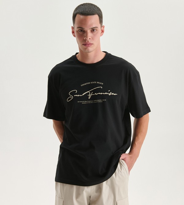 Printed Crew Neck Short Sleeves T-Shirt
