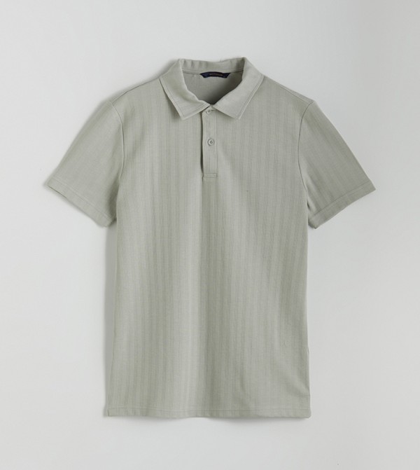 Ribbed Short Sleeves Polo T-Shirt