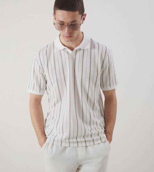 Striped Short Sleeves Polo T-Shirt