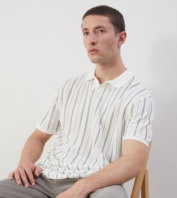 Striped Short Sleeves Polo T-Shirt