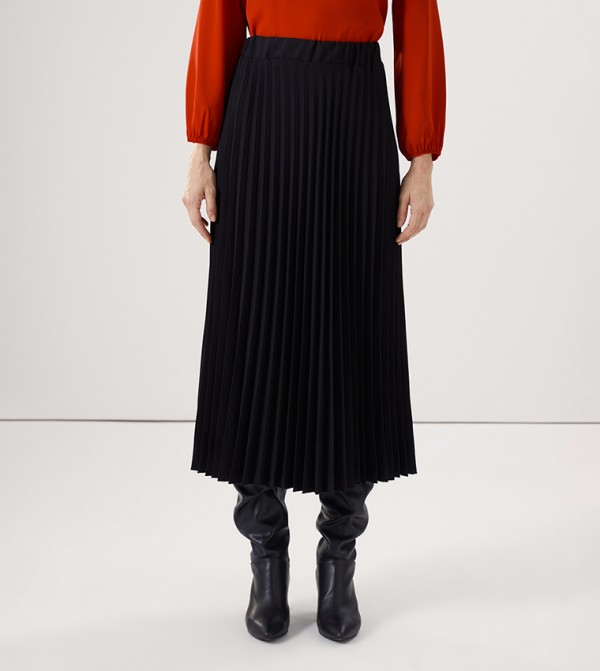 Articulated Wheel Pleated Midi Skirt
