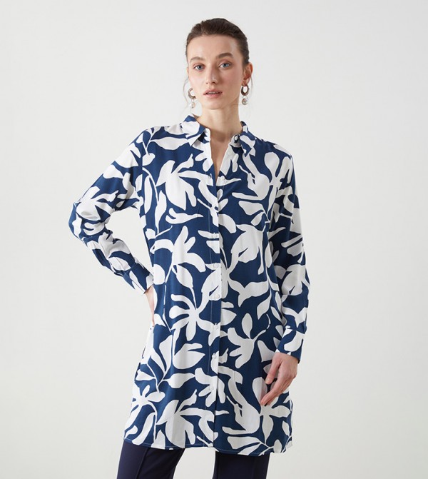 Patterned Long Sleeves Tunic Shirt