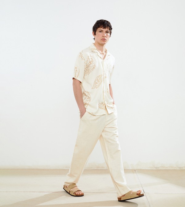 Linen Look Relaxed Fit Trousers