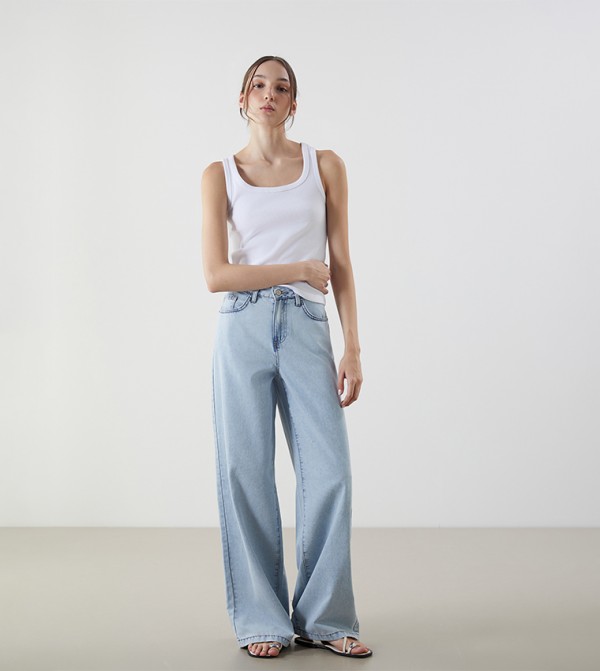 Faded Woven Straight Fit Jeans
