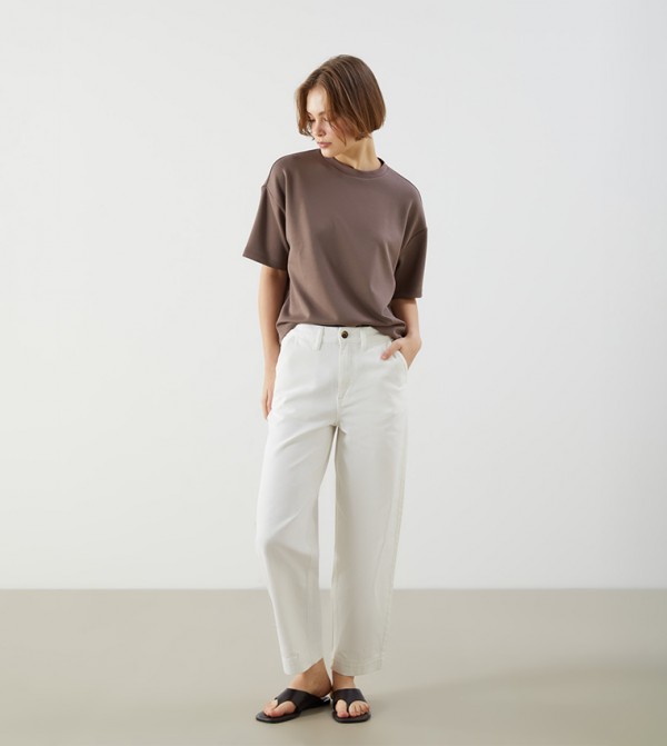 Washed High Waist Straight Fit Jeans