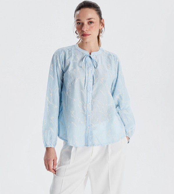 Broderie Tie-Up Neck Top