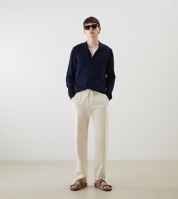 Solid Drawstring Waist Relaxed Fit Jeans