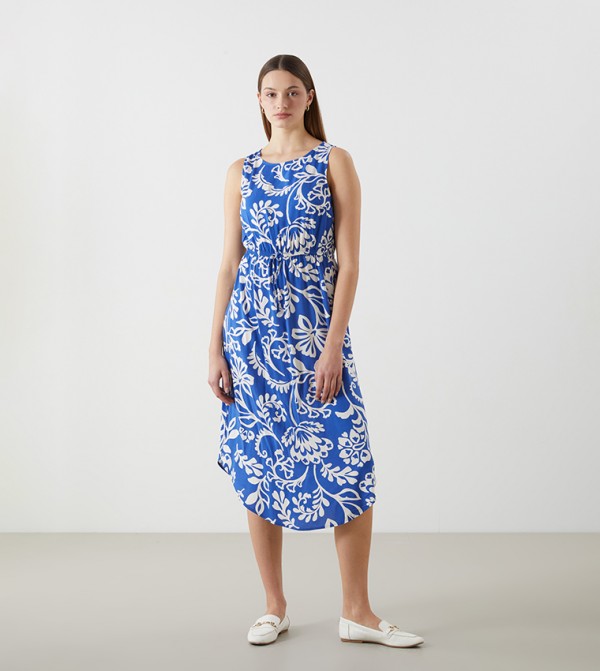 Patterned Sleeveless Midi Dress