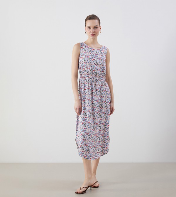 Floral Printed Sleeveless Midi Dress
