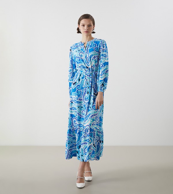 Printed Belted Shirt Dress