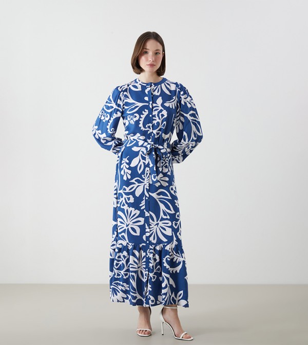 Printed Long Sleeves Maxi Dress