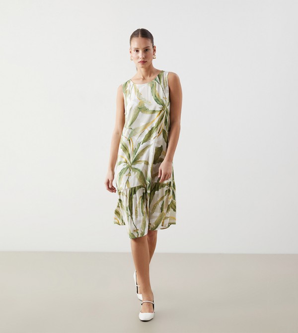 Floral Printed Sleeveless Midi Dress