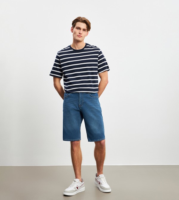 Washed Denim Shorts