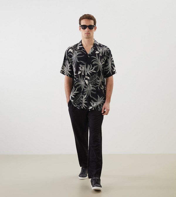 Patterned Viscose Regular Fit Short Sleeves Shirt