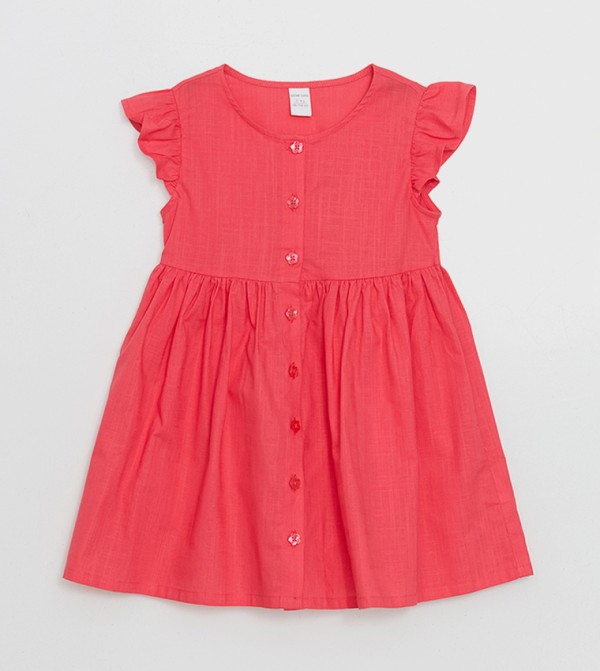 Solid Ruffle Sleeves Dress