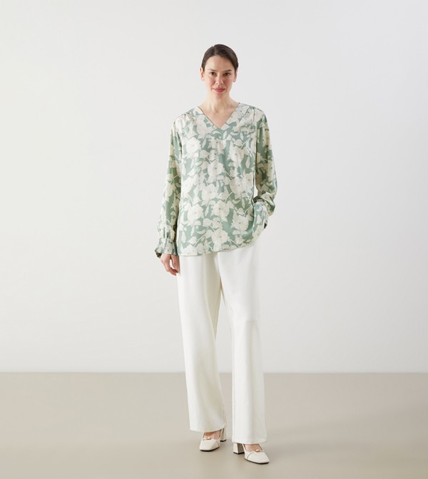 Floral Print Long Sleeves Top