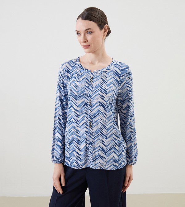 Patterned Crew Neck Top