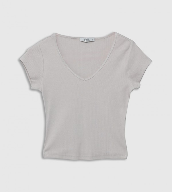 Solid Short Sleeves Crop T-Shirt