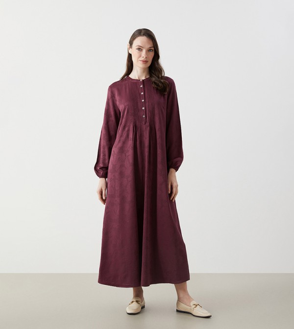 Patterned Long Sleeves Midi Dress