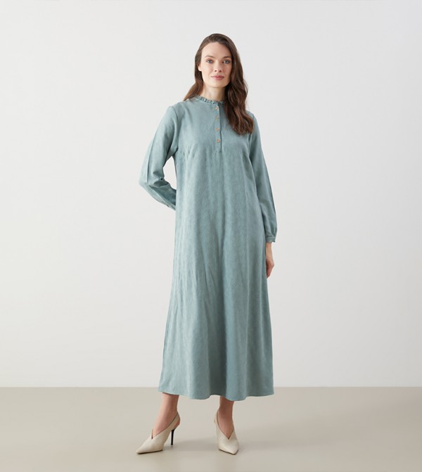 Jacquard Long Sleeves Maxi Dress