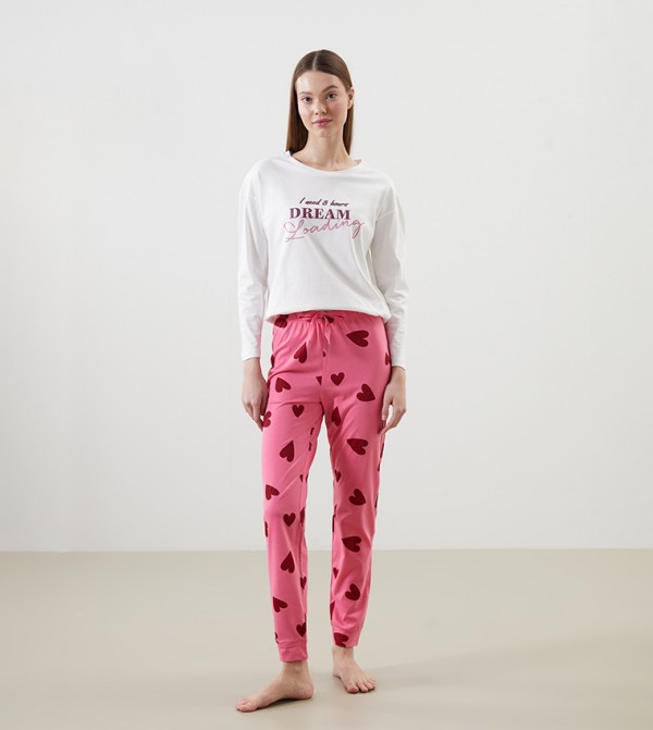 Patterned Elastic Waist Sleep Joggers