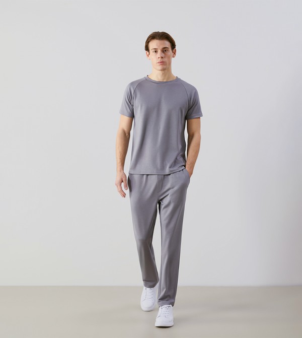 Solid Elastic Waist Sweatpants
