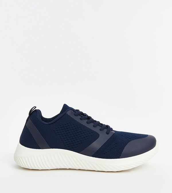 File Detail Lace-Up Runner Sneakers
