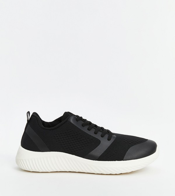 File Detail Lace-Up Runner Sneakers