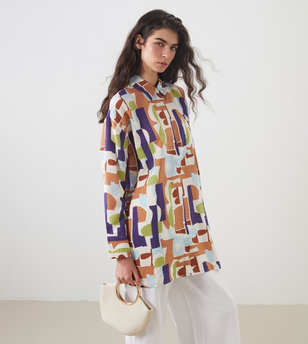 Printed Long Sleeves Tunic Shirt