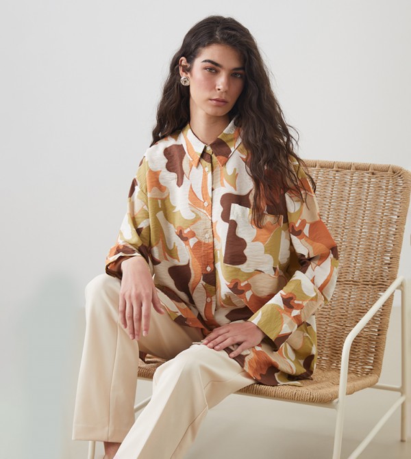 Printed Long Sleeves Tunic Shirt