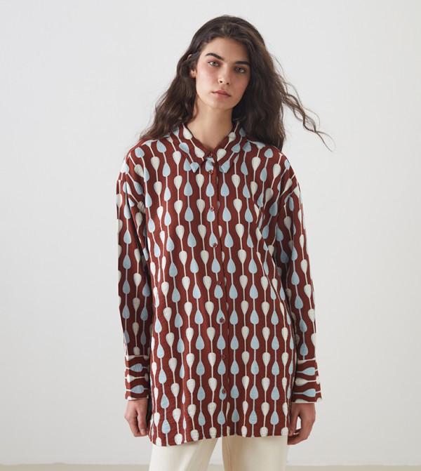 Patterned Long Sleeves Tunic Shirt