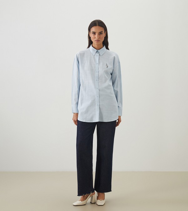 Striped Oversized Poplin Tunic Shirt
