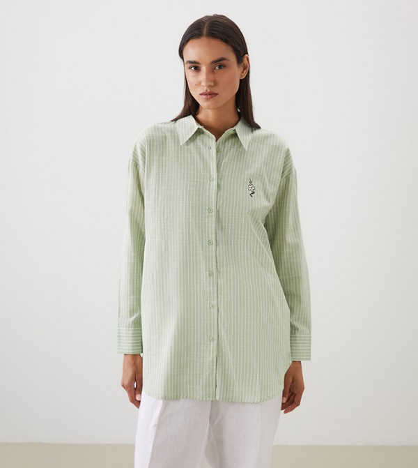 Striped Oversized Poplin Tunic Shirt