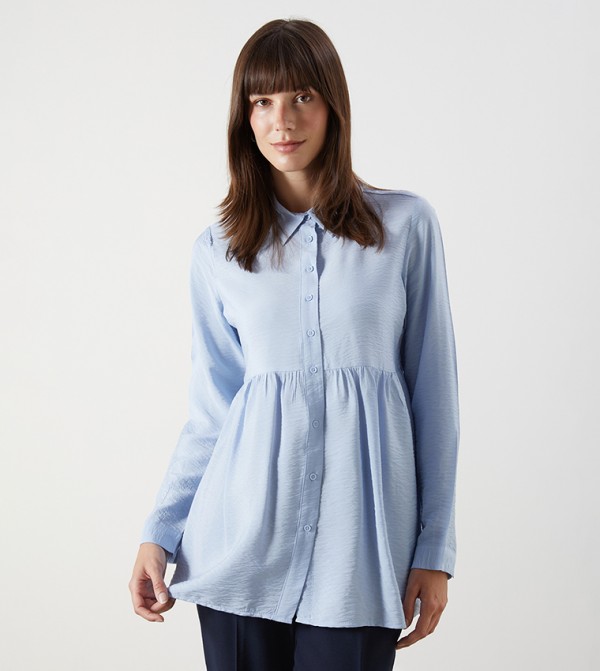 Solid Long Sleeves Tunic Shirt