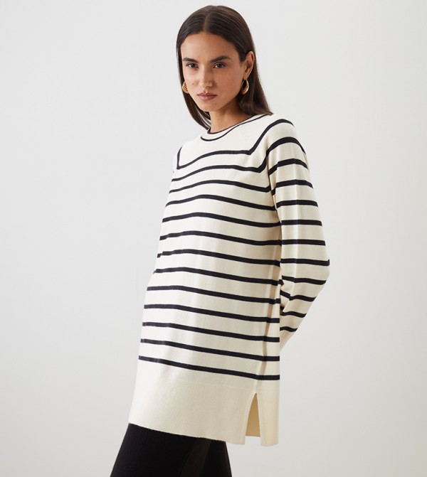 Striped Long Sleeves Knitted Tunic
