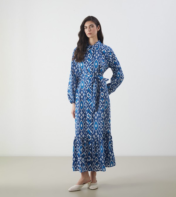 Printed Long Sleeves Maxi Dress
