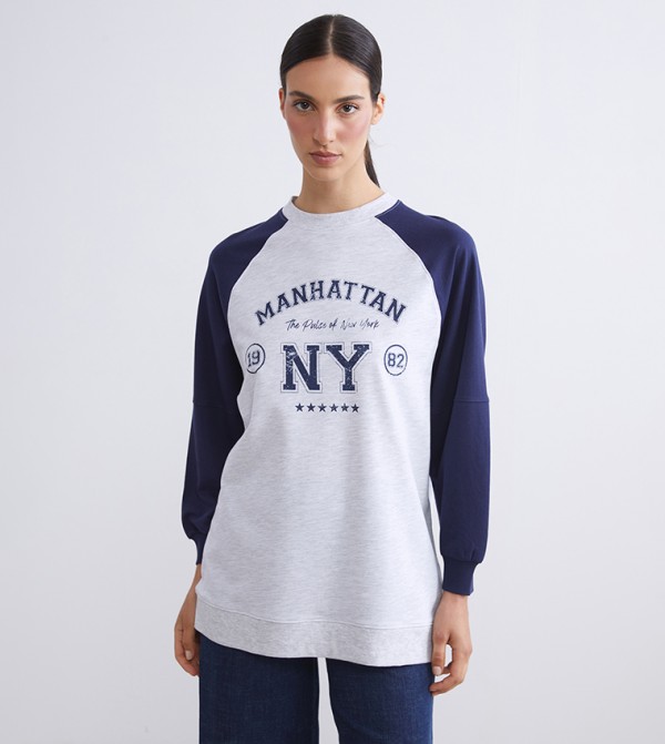 Printed Long Sleeves Oversized Sweatshirt