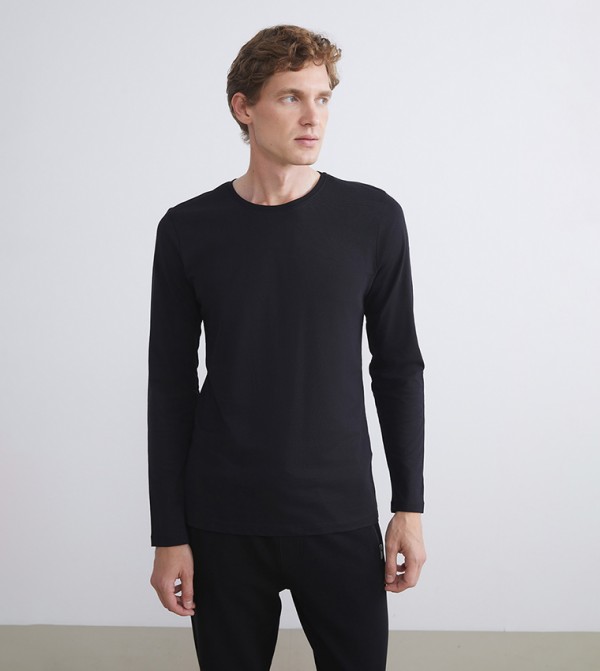 Solid Crew Neck Long Sleeves T-Shirt