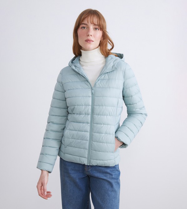 Zippered Hooded Puffer Jacket