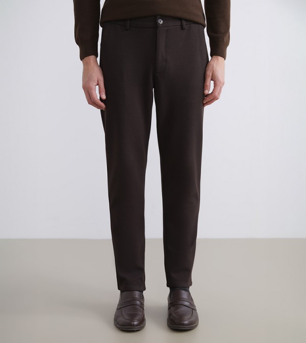 Textured Mid Rise Slim Fit Trousers