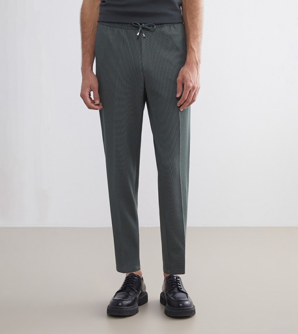 Solid Mid Rise Slim Fit Trousers