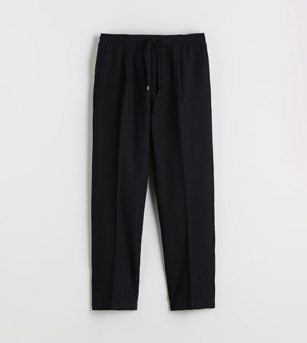 Solid Drawstring Waist Slim Fit Trousers