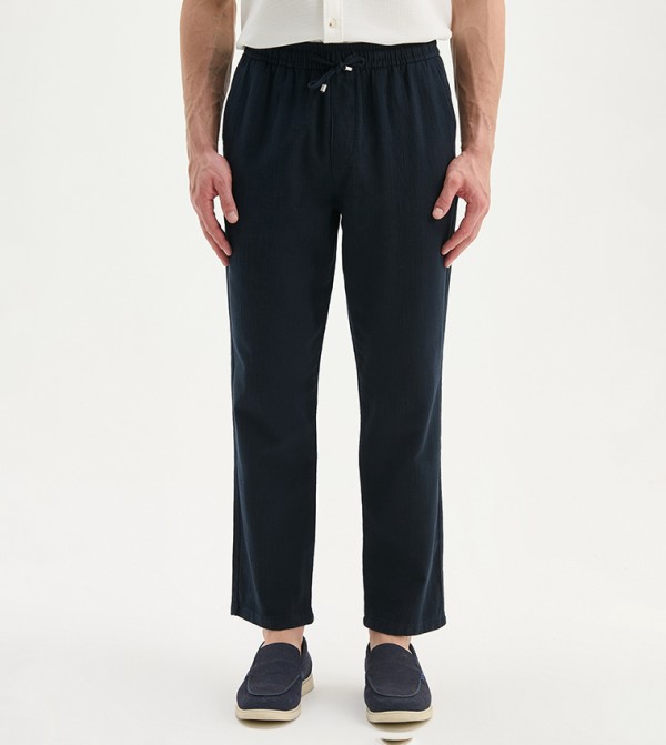 Linen Look Slim Fit Trousers