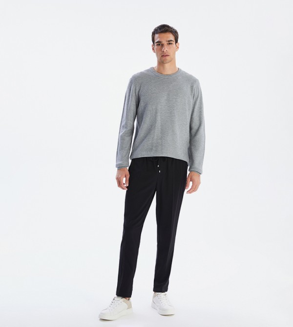 Solid Mid Rise Slim Fit Trousers