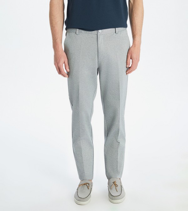Solid Mid Rise Slim Fit Trousers