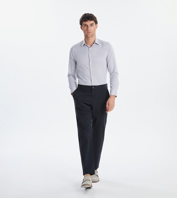 Solid Mid Rise Slim Fit Trousers