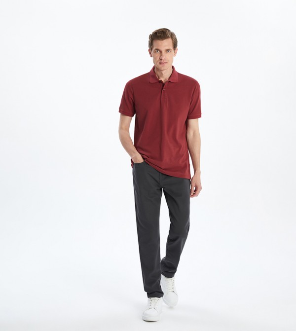 Solid Mid Rise Slim Fit Chinos